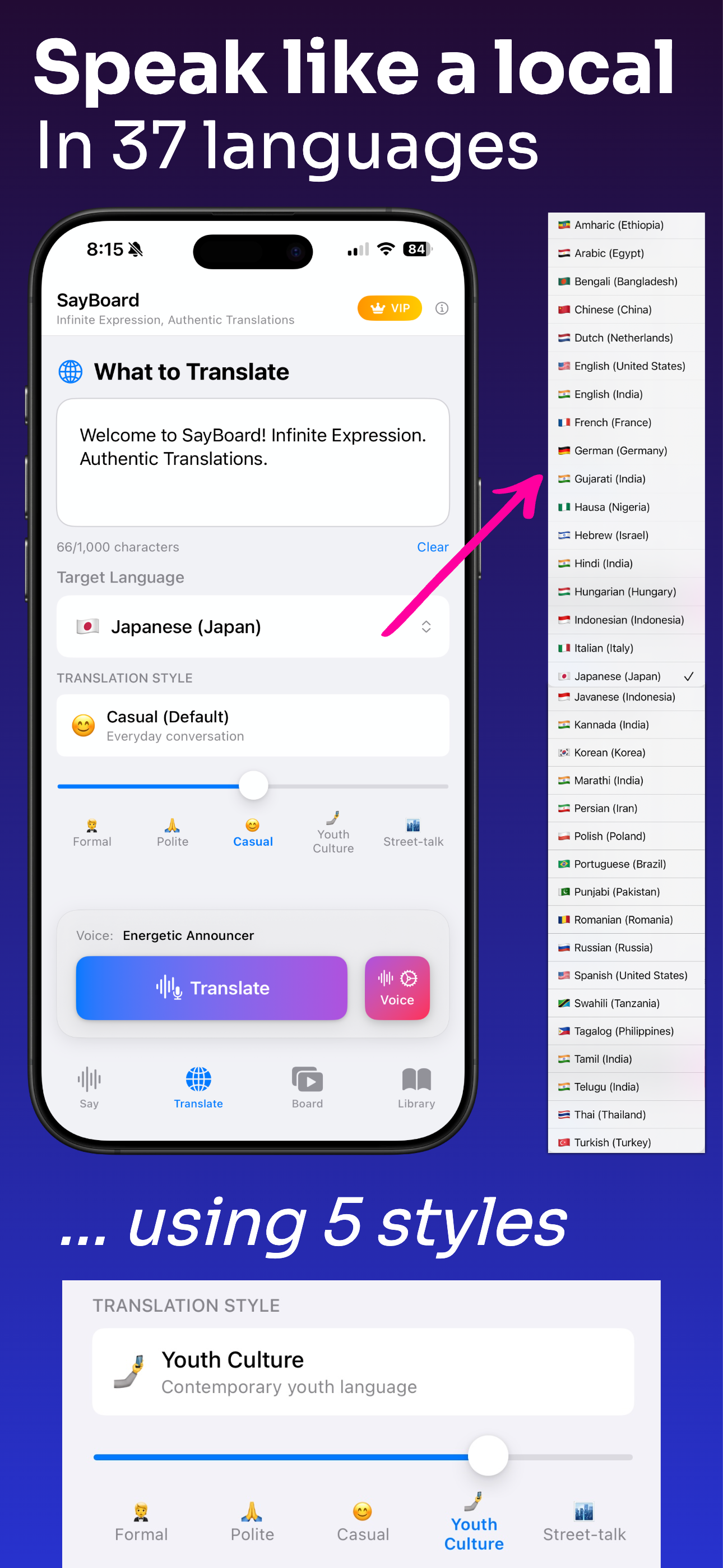 Speak like a local in 37 languages